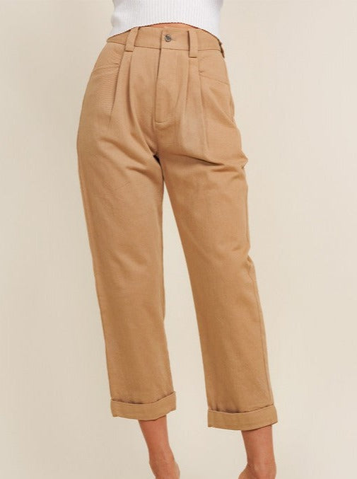 High waist pleated pants