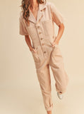 Indian Pink Washed Utility Jumpsuit