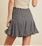 Ditsy floral flared mini skirt with shorts lining